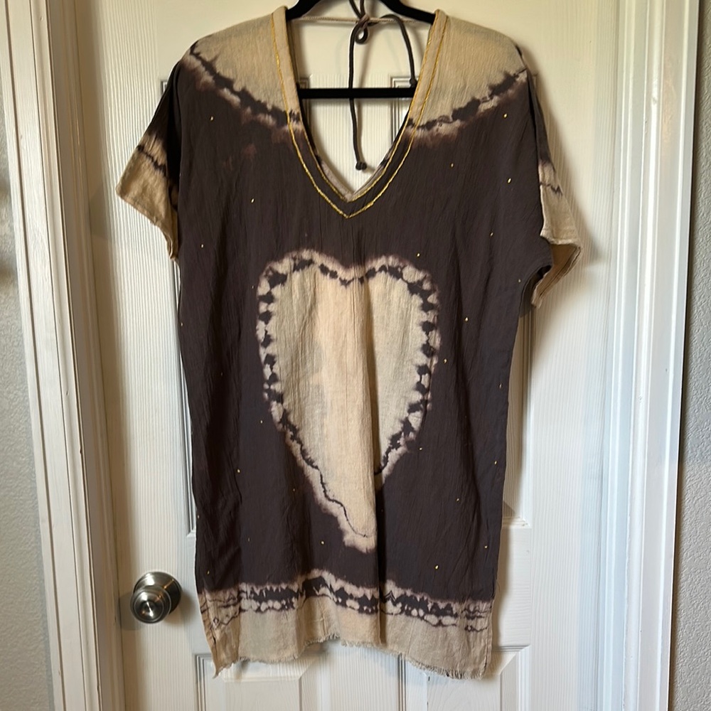 NATURAL LIFE Purple Cream Graphic Tunic